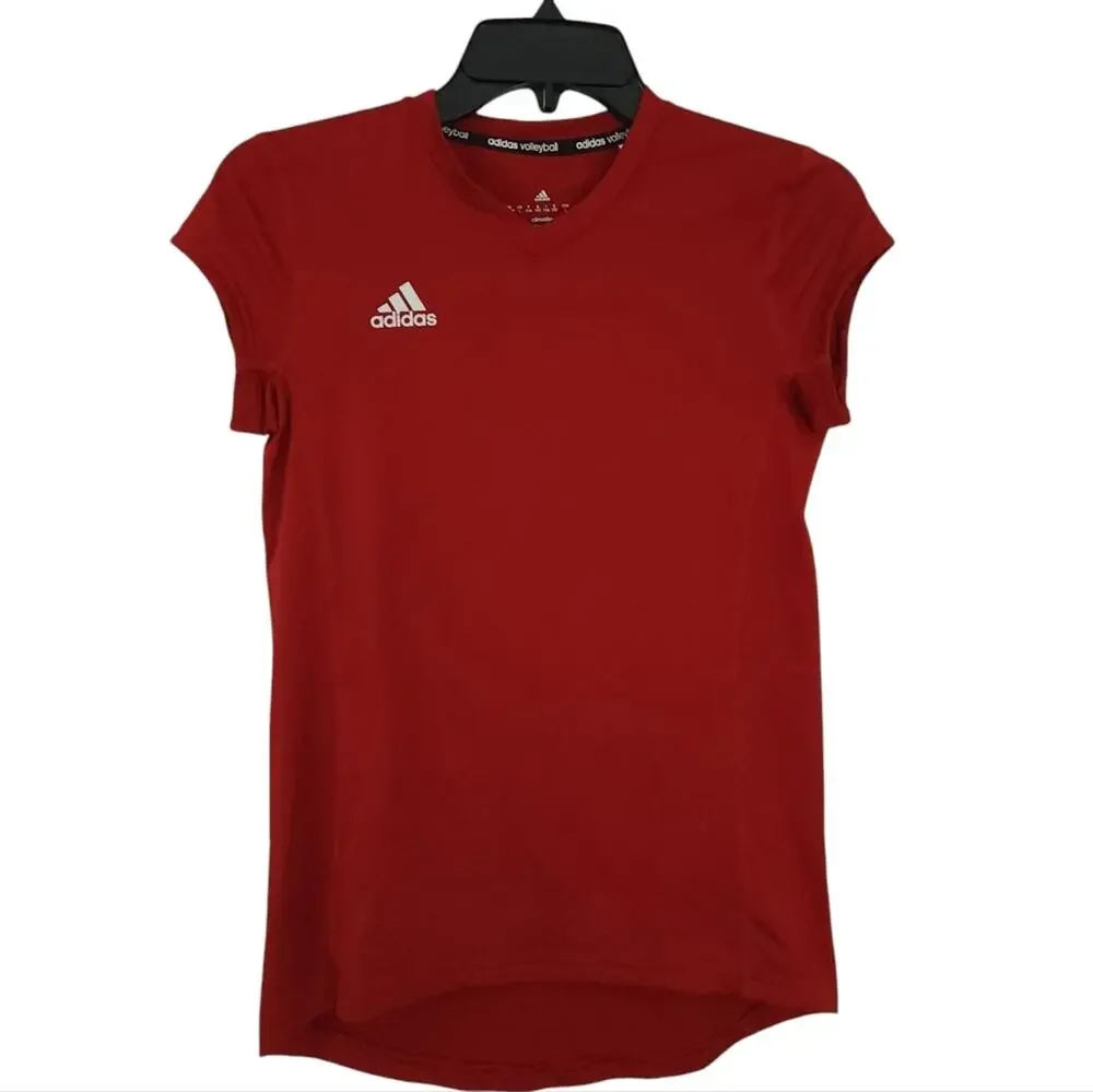 Adidas Volleyball Climalite Girls Shirt Large 11-12 Kids, Red
